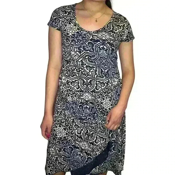 Peruvian Connection Gray Abstract Dress - Picture 1 of 6